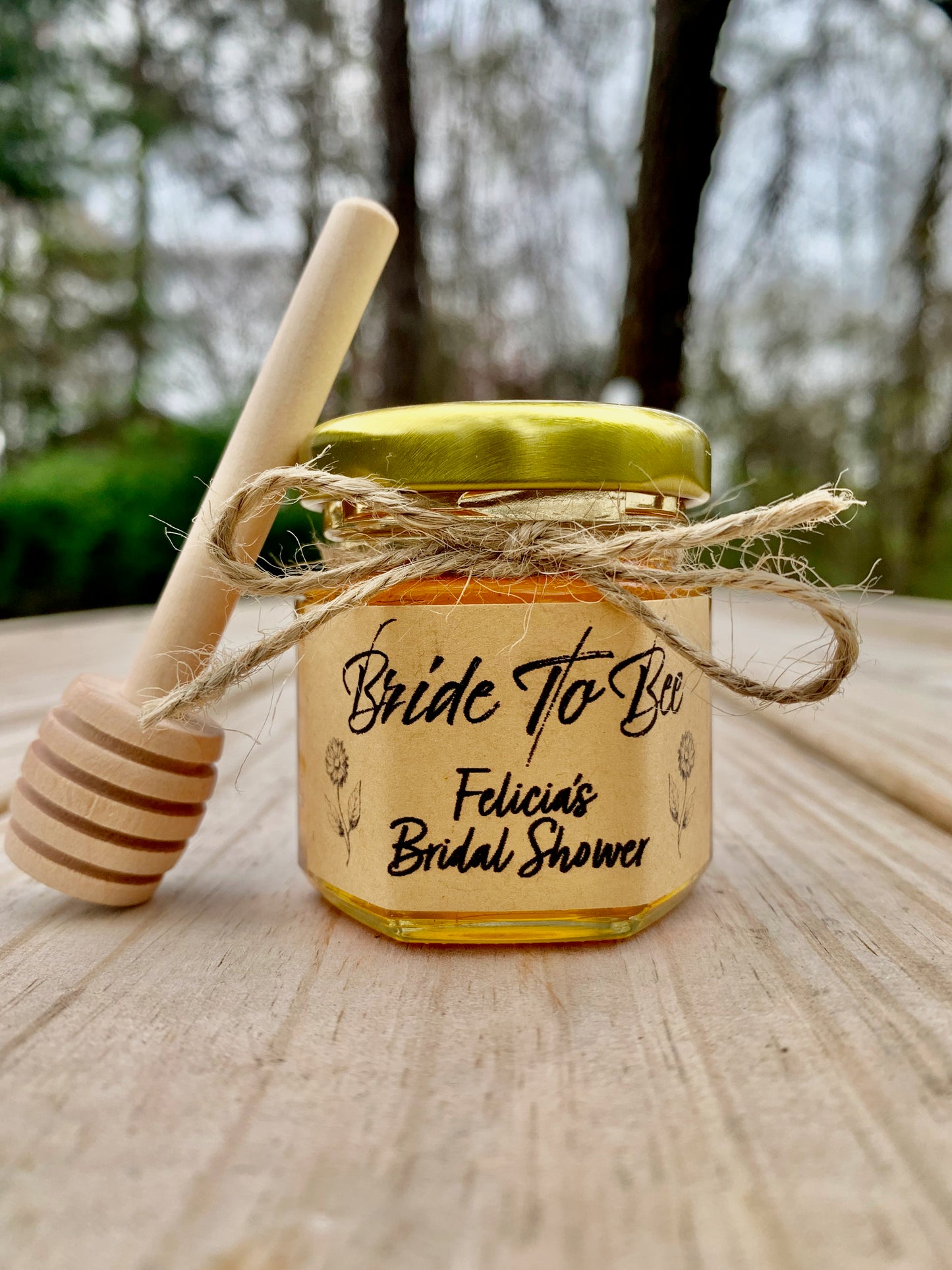 Elegant Cursive Honey Favor